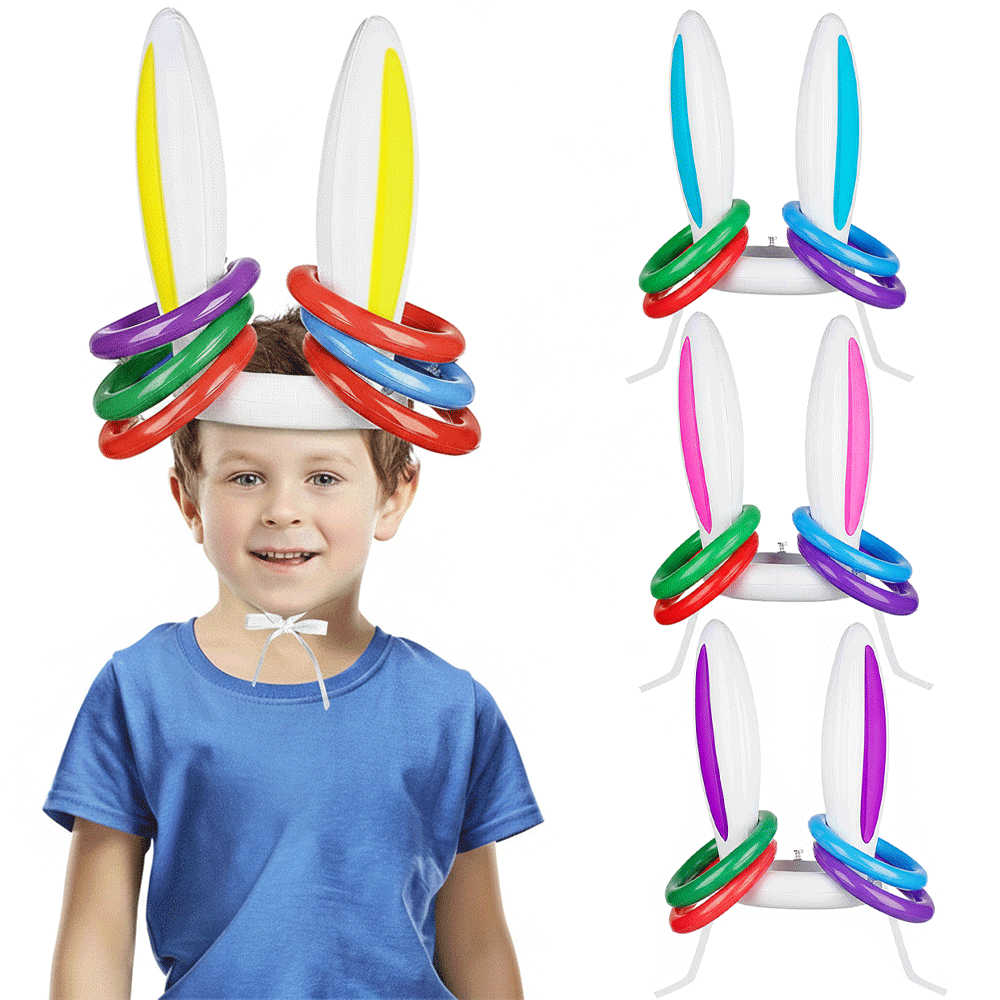 Kids Outdoor Easter Gifts - インフレータブルイースターバニー耳リングトスゲームセット屋外ガーデンパーティーゲーム家族インタラクティブおもちゃイースターデコレーションキッズギフト