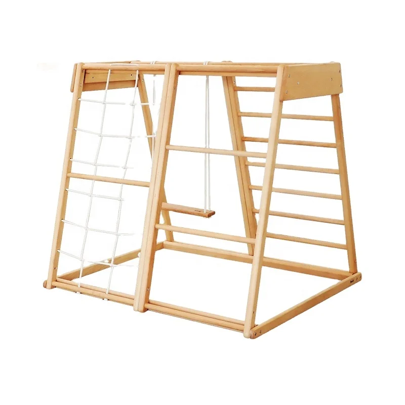 Kids Outdoor Climbing Frame - 子供用屋外ロープはしご 木製おもちゃ 室内木製クライミングフレーム
