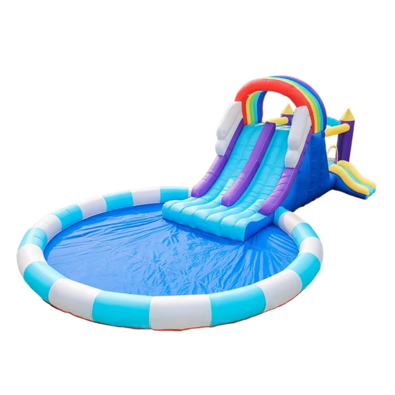 Kids Outdoor Inflatable Water Slide - 巨大レインボーインフレータブルウォータースライド、子供用PVC製、屋内外兼用、家庭、学校、住宅、ショッピングモール用