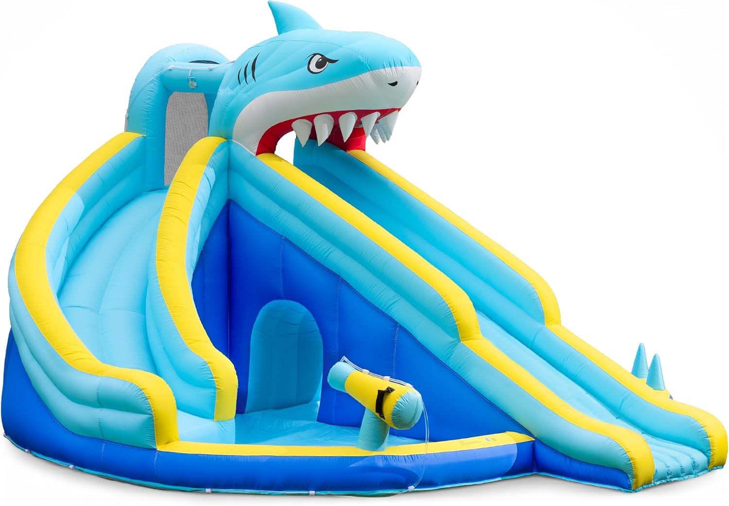 Kids Outdoor Inflatable Water Slide - 子供用インフレータブルウォータースライドバウンスハウス（3～10歳向け）、プール付き、耐荷重500ポンド、550W送風機付き、ブルー - 屋外裏庭での楽しい時間