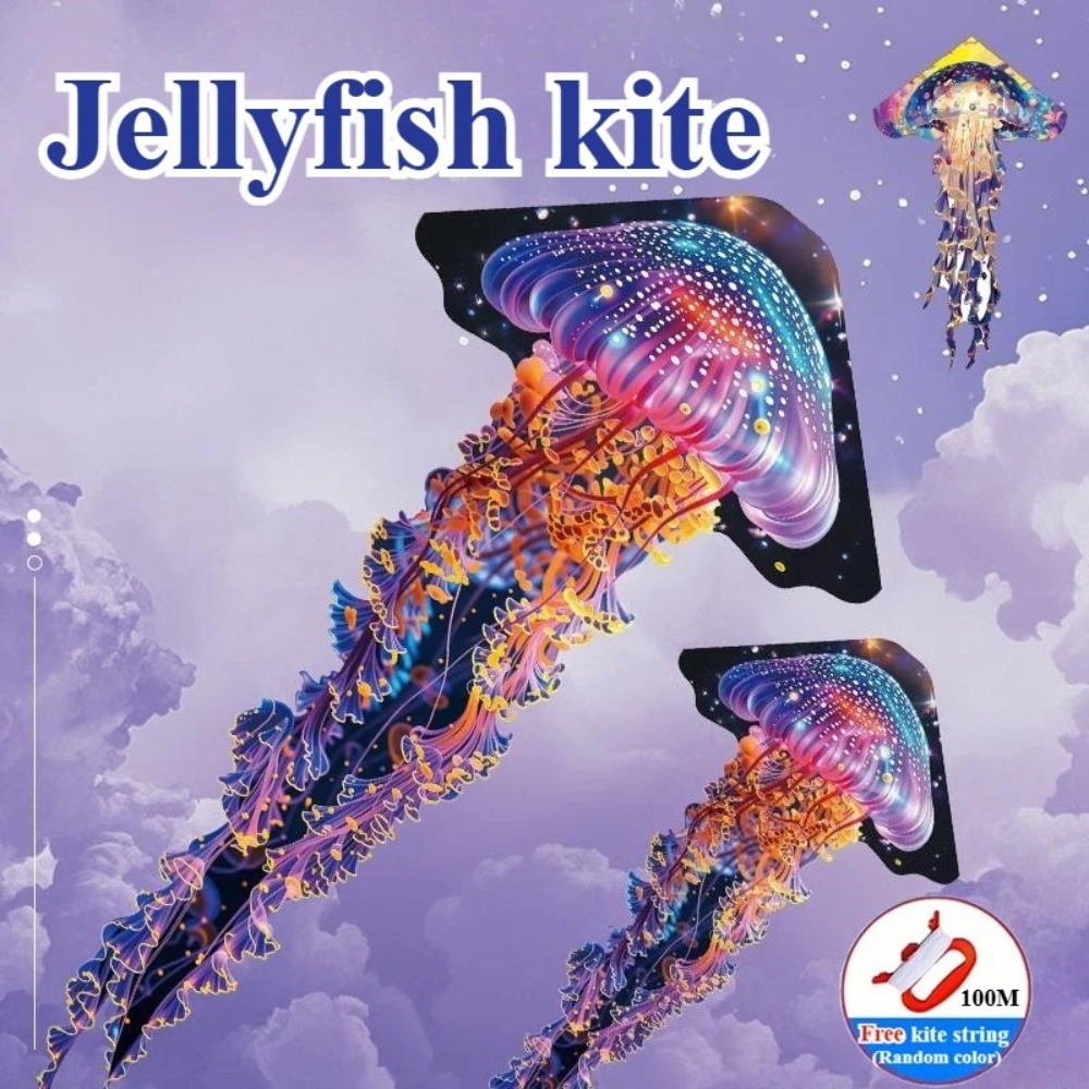Kite Easy Fly Kids - 大型タコ凧、イカ凧（子供、初心者、大人向け）、クラゲ凧、簡単な組み立てで飛ばしやすい、屋外公園でのアクティビティに最適