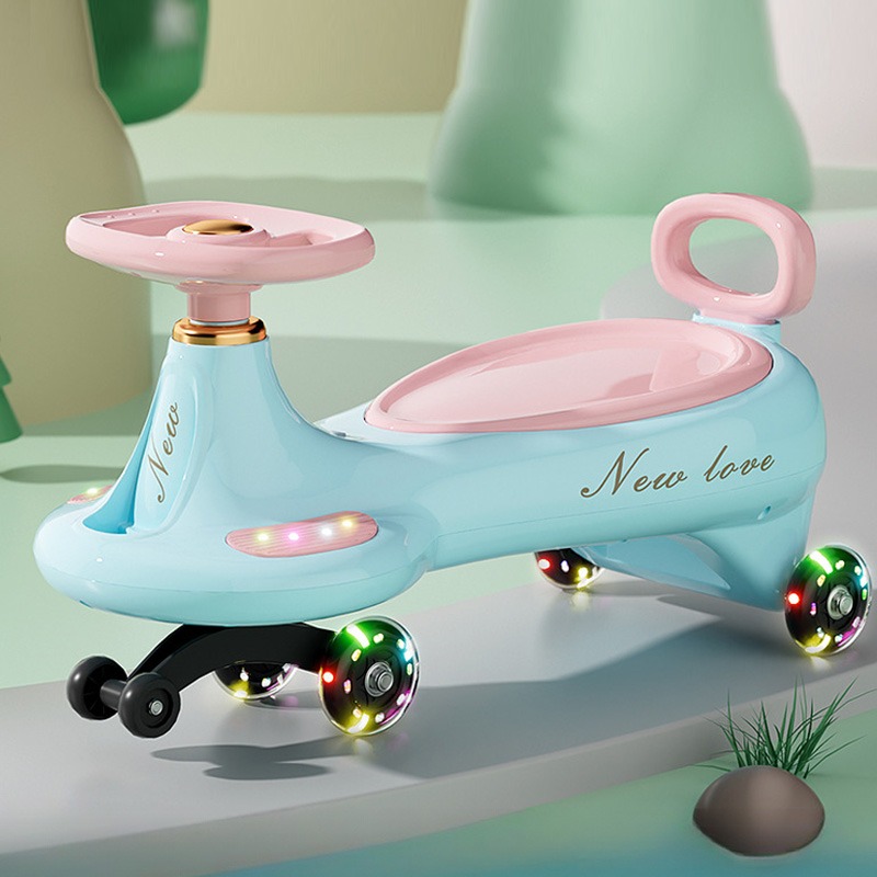 Kids Outdoor Exercise Equipment - かわいい子供用スイングウィグルカー、転倒防止ユニバーサルホイール付きスライドカー、音楽とライト付き、子供用屋外インタラクティブ乗用玩具