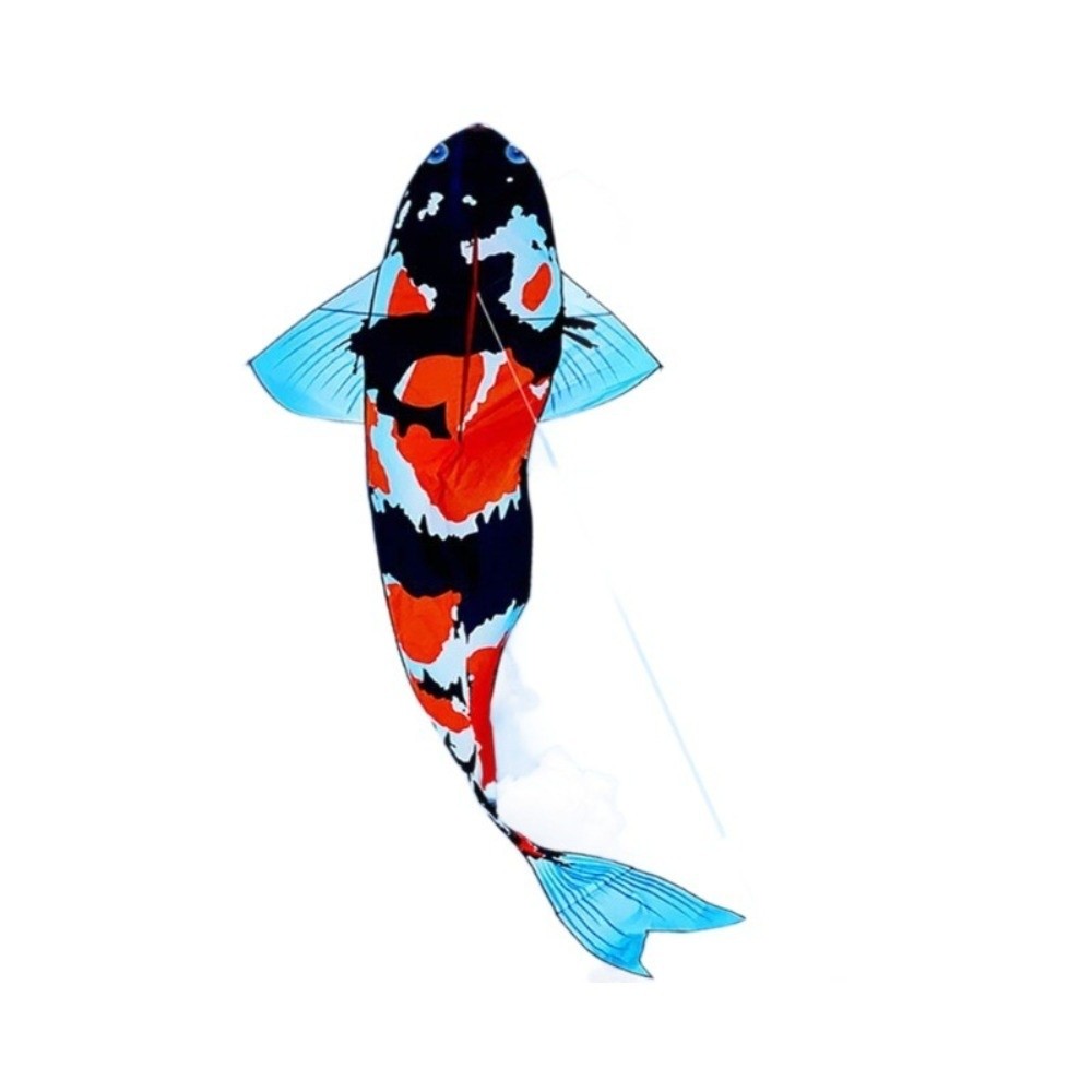 Kite Easy Fly Kids - 簡単に飛ばせる大型魚凧、優れた飛行性能、3メートルの鯉凧、100メートル凧糸、リップストップ素材、屋外用凧、子供と大人向け