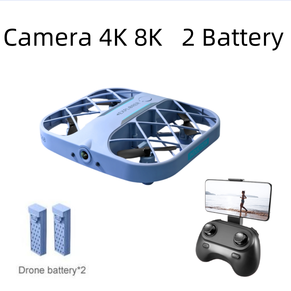 Kids Outdoor Exercise Equipment - JJRC H107 FPV RCドローン（バッテリー2個付き）、8K/4Kカメラ搭載クアッドコプター、リモコン付きドローン、男の子向けクリスマスプレゼント