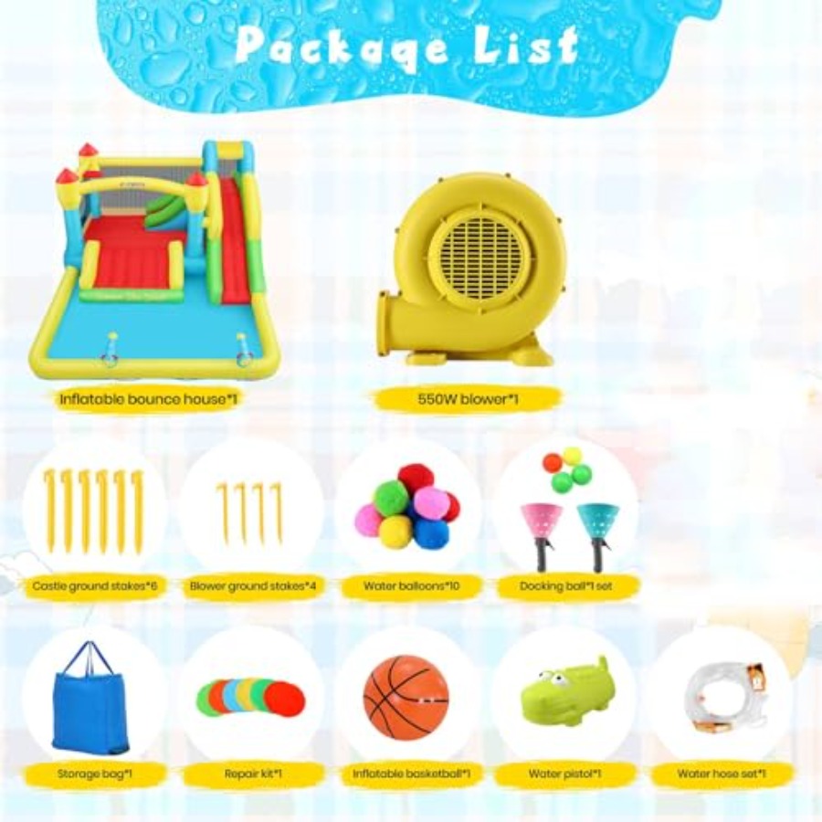 屋外/屋内兼用インフレータブルウォーターバウンスハウス（子供 - Kids Outdoor Inflatable Water Slide のレビューと価格