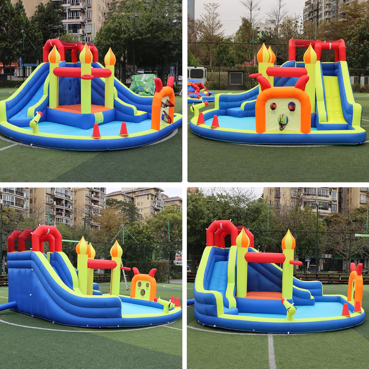 子供用ジャンプキャッスル、長いインフレータブルウォータースラ - Kids Outdoor Inflatable Water Slide のレビューと価格