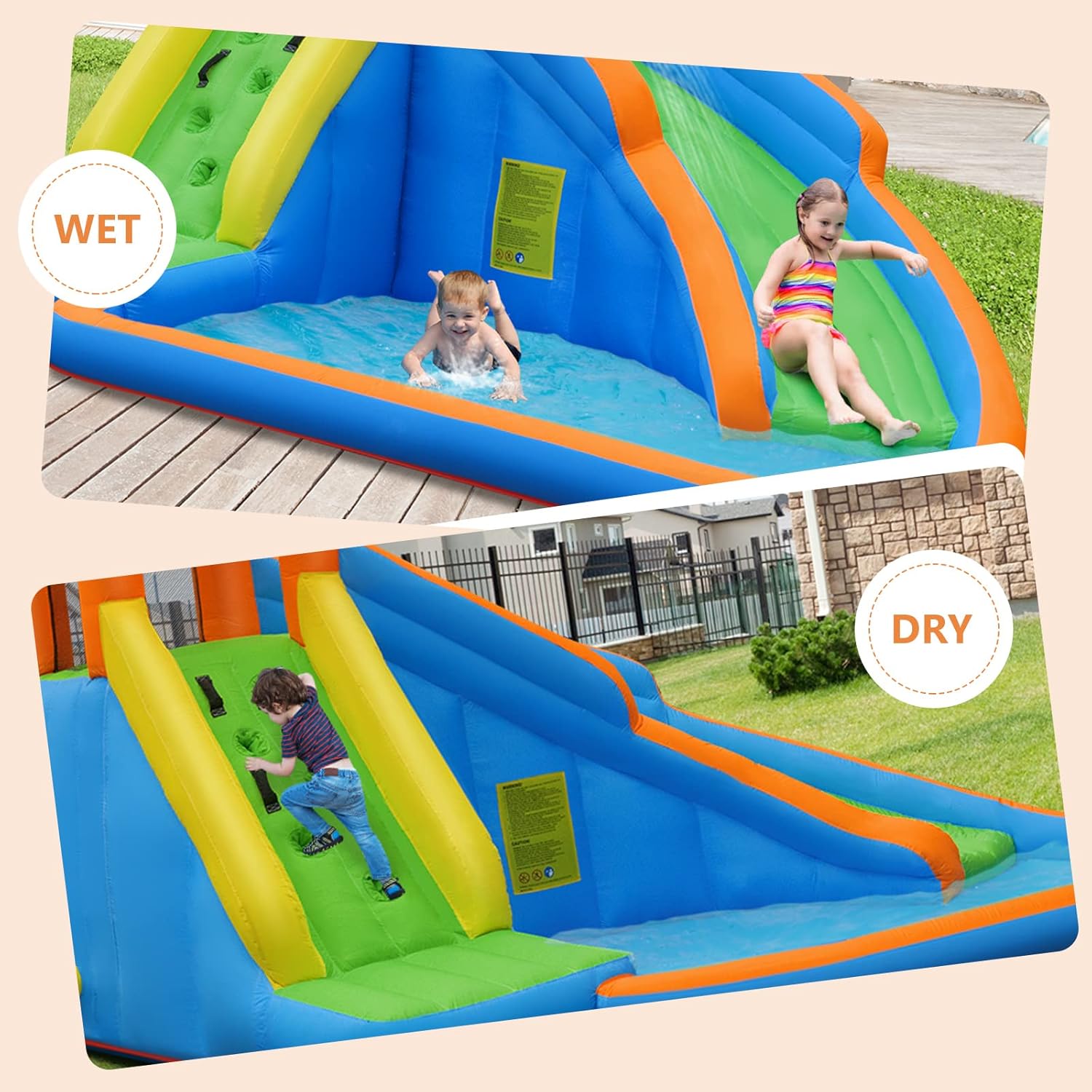 巨大なインフレータブルウォーターパーク、クライミングウォール - Kids Outdoor Inflatable Water Slide のレビューと価格