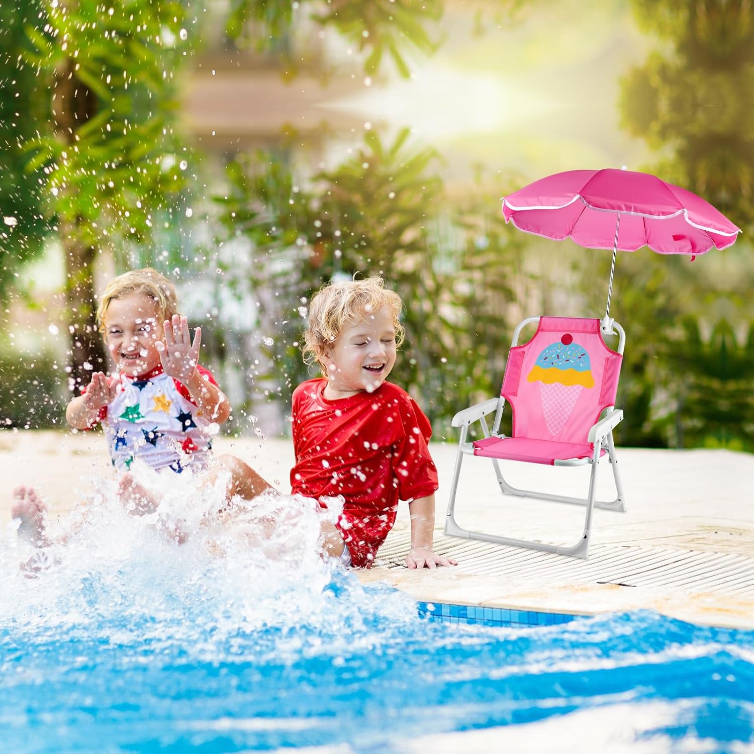 1 セット折りたたみビーチチェア傘付きポータブル屋外キャンプ - Kids Outdoor Lawn Chair のレビューと価格