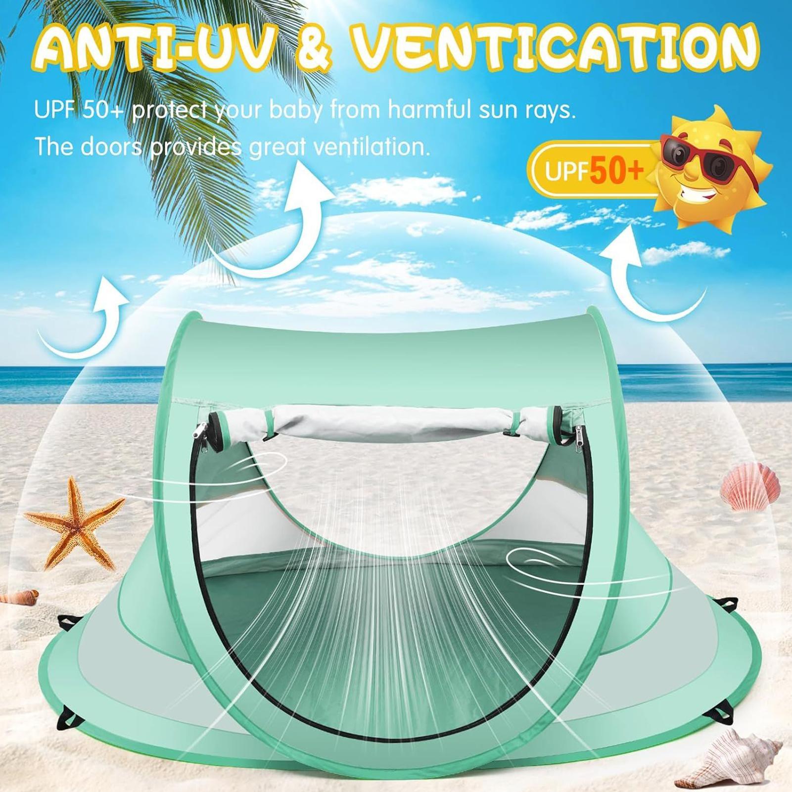 ベビービーチテント 携帯用シェードプール UVカット 日よけ - Kids Outdoor House Accessories のレビューと価格