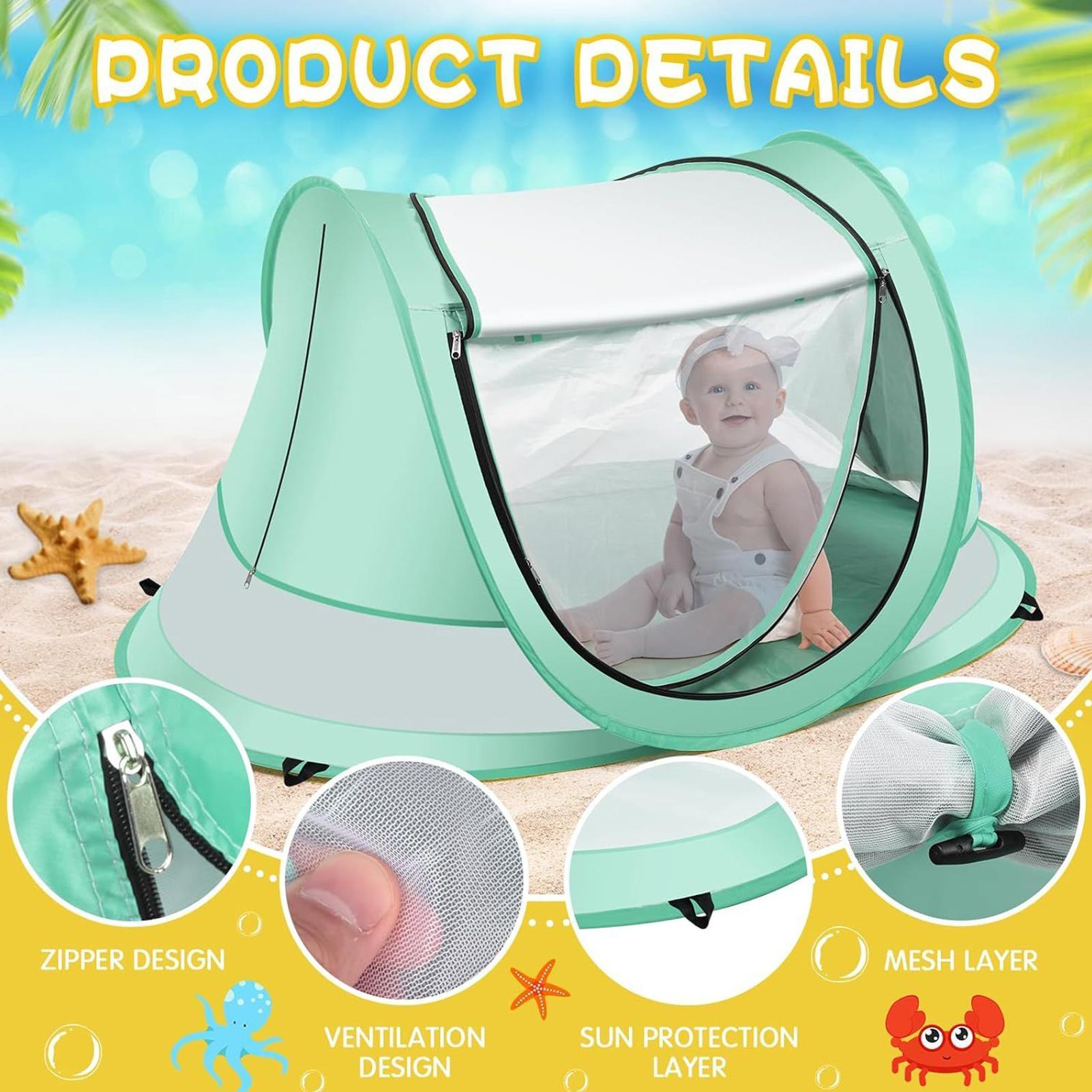 ベビービーチテント 携帯用シェードプール UVカット 日よけ - Kids Outdoor House Accessories のレビューと価格
