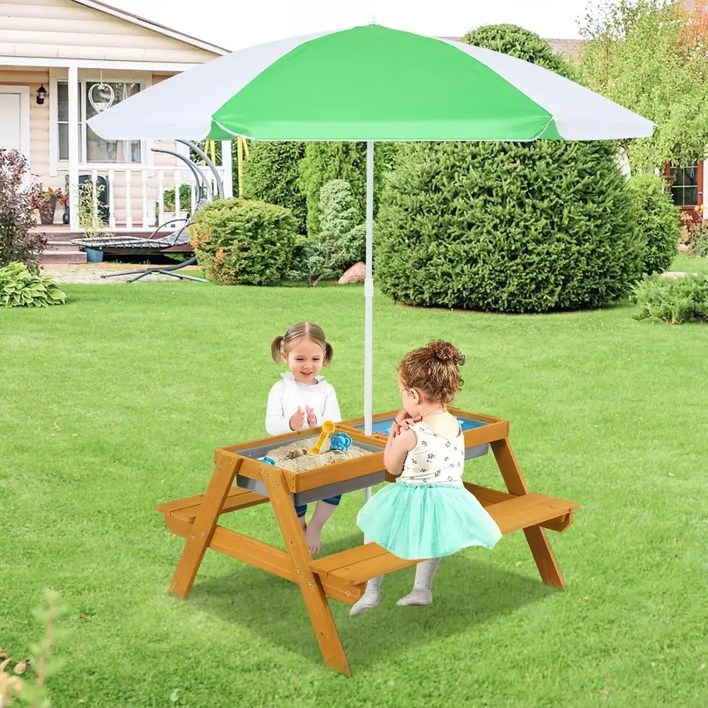 3in1高さ調節可能傘付きキッズピクニックテーブル、水遊び＆ - Kids Outdoor Picnic Table のレビューと価格
