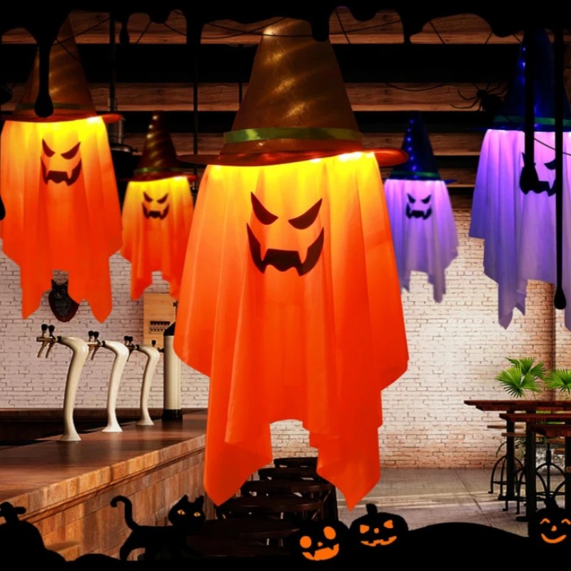 1/2 個ハロウィンパンプキンウィザード光る吊り下げ小道具子 - Kids Outdoor House Accessories のレビューと価格