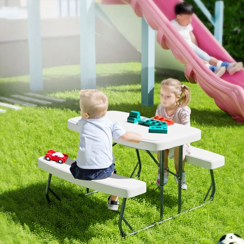 屋外子供用子供庭園学校ピクニックキャンプ用耐久性のある折りた - Kids Outdoor Picnic Table のレビューと価格