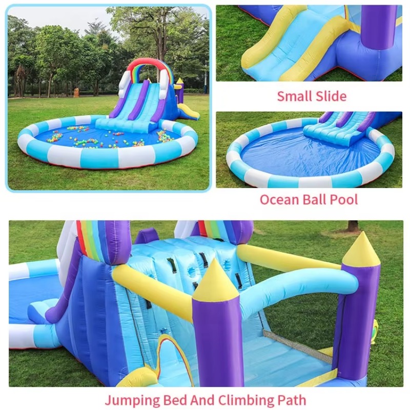 巨大レインボーインフレータブルウォータースライド、子供用PV - Kids Outdoor Inflatable Water Slide のレビューと価格