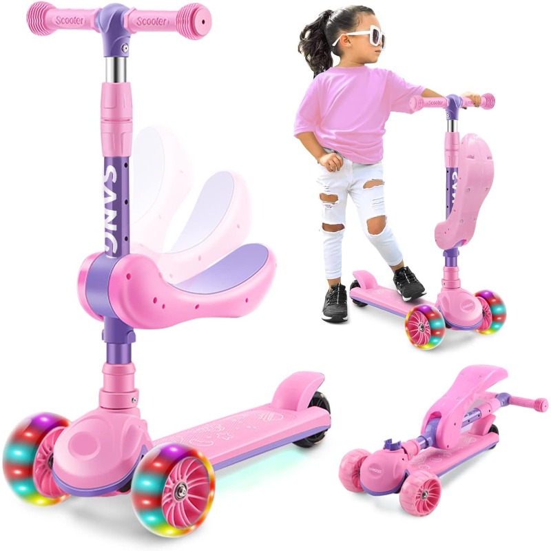 2-in-1 キッズキックスクーター LED 照明付きホイー - Kids Outdoor Exercise Equipment のレビューと価格