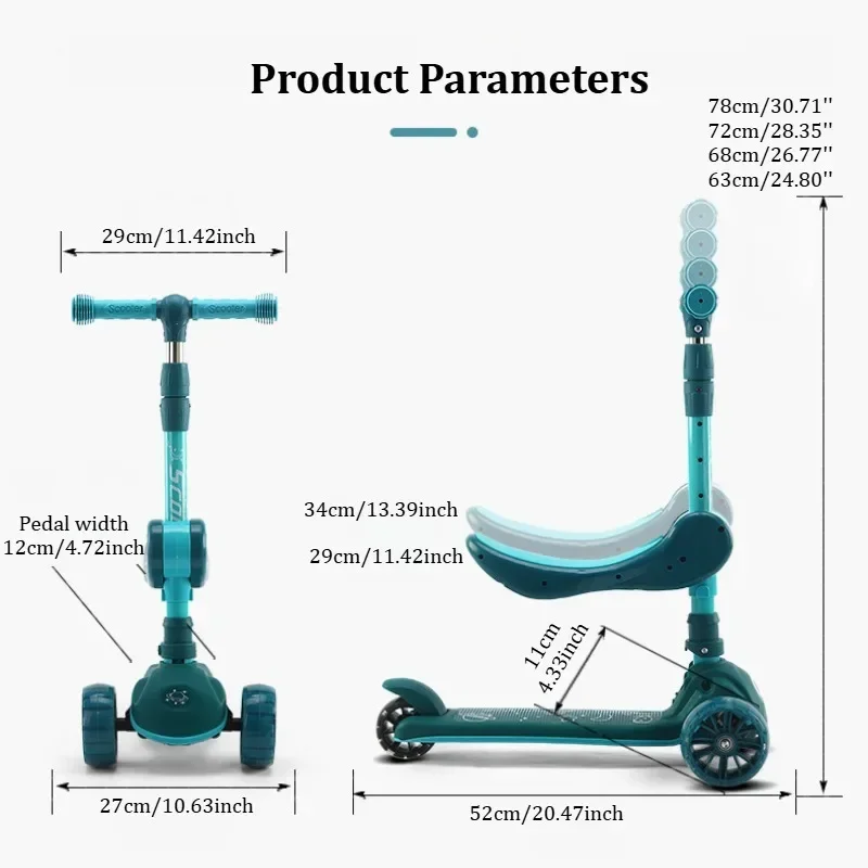 2-in-1 キッズキックスクーター LED 照明付きホイー - Kids Outdoor Exercise Equipment のレビューと価格