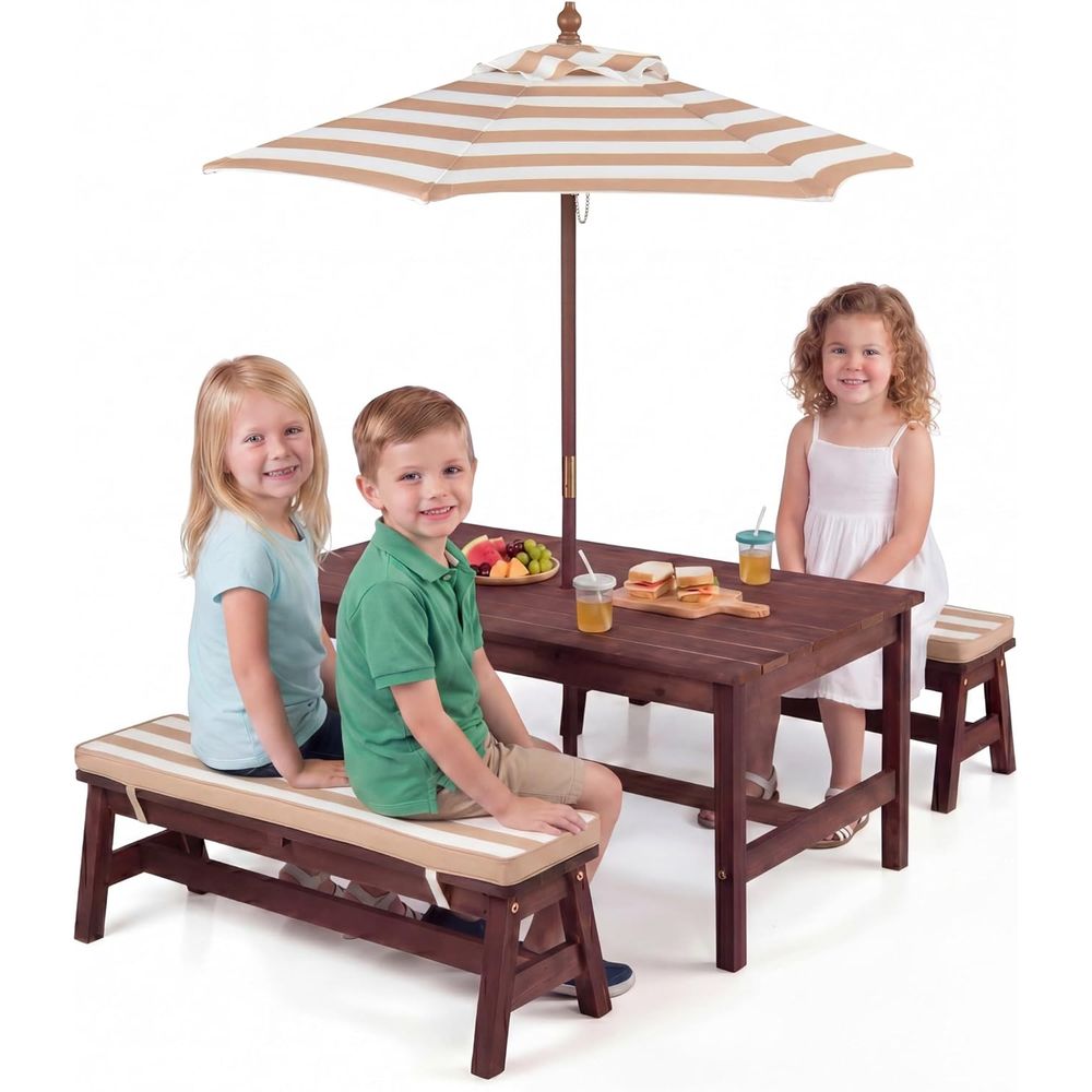 キッズピクニックテーブル、大型42インチx23インチテーブル - Kids Outdoor Picnic Table のレビューと価格