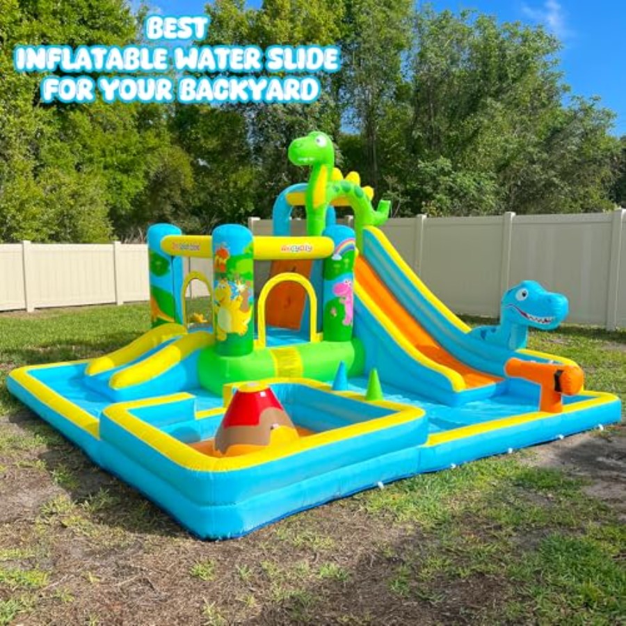 屋外裏庭用インフレータブルウォータースライド：恐竜テーマの1 - Kids Outdoor Inflatable Water Slide のレビューと価格