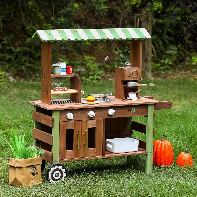 子供用屋外木製キッチン マッドキッチン 木製おもちゃプレイセ - Kids Outdoor Mud Kitchen Accessories のレビューと価格