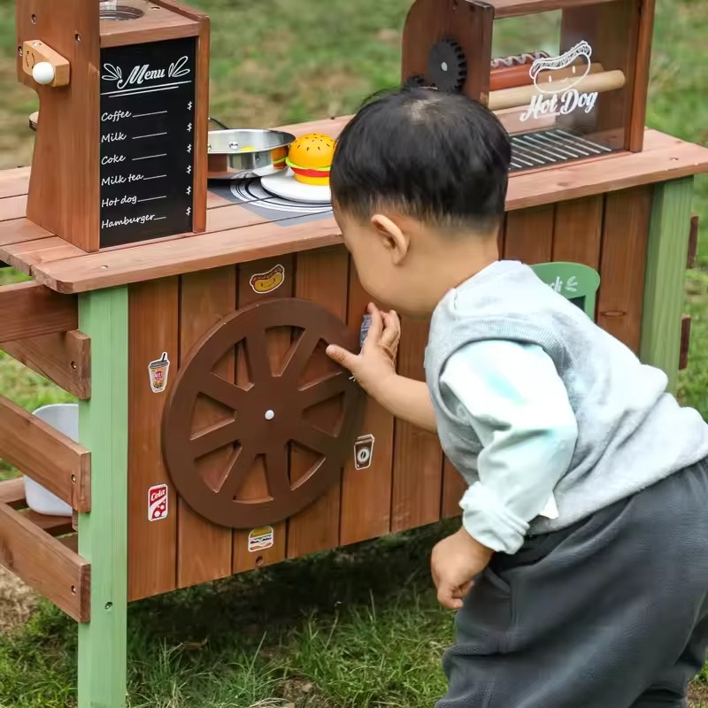子供用屋外木製キッチン マッドキッチン 木製おもちゃプレイセ - Kids Outdoor Mud Kitchen Accessories のレビューと価格