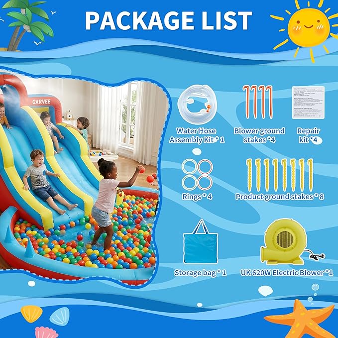 オールシーズン対応8in1インフレータブルウォーターパーク  - Kids Outdoor Inflatable Water Slide のレビューと価格