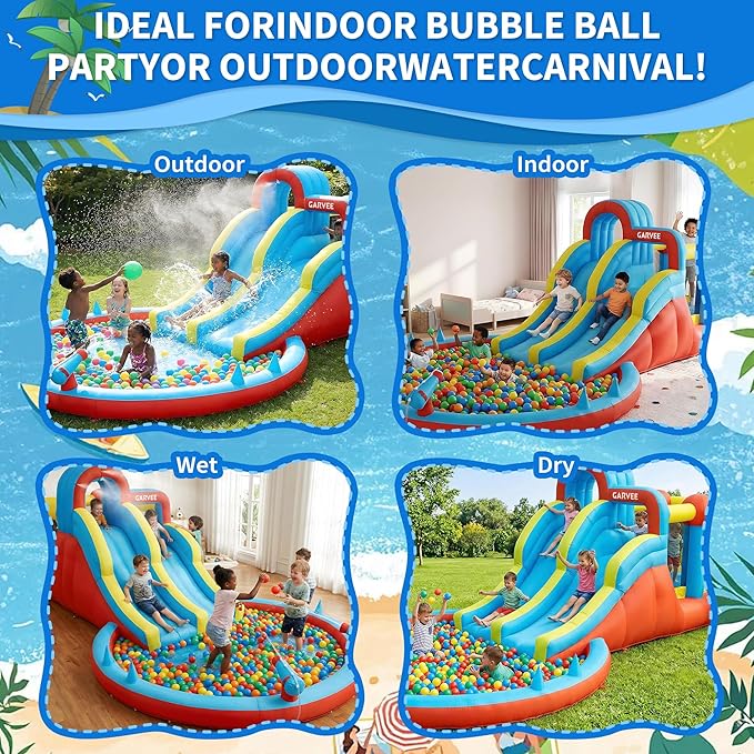 オールシーズン対応8in1インフレータブルウォーターパーク  - Kids Outdoor Inflatable Water Slide のレビューと価格