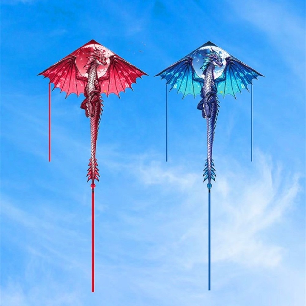 エアースネークブルードラゴンカイト、100メートルの凧糸付き - Kite Easy Fly Kids のレビューと価格