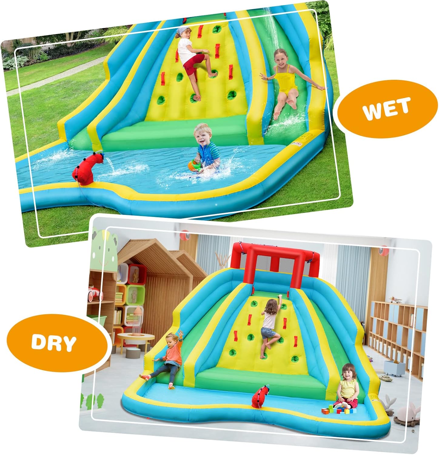巨大な子供用インフレータブルウォータースライド、2つの長いス - Kids Outdoor Inflatable Water Slide のレビューと価格