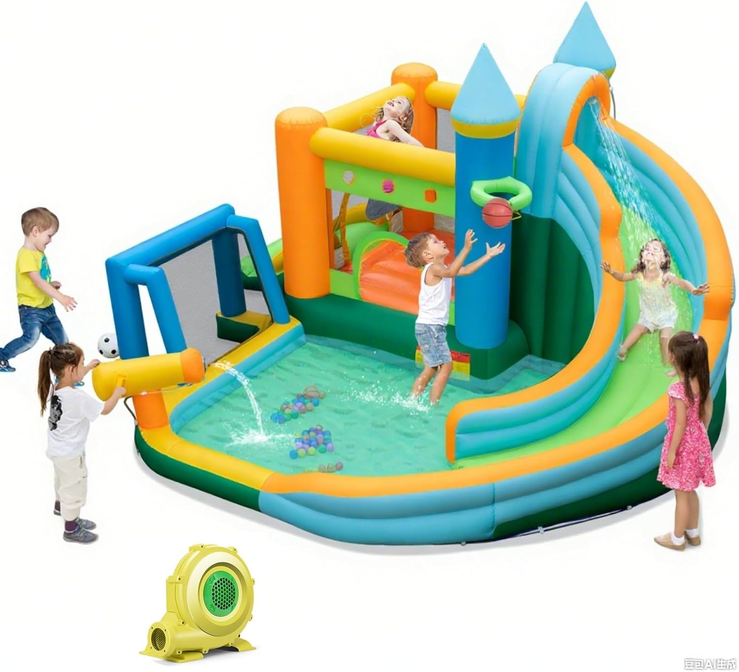 9in1大型子供用インフレータブルウォータースライドバウンス - Kids Outdoor Inflatable Water Slide のレビューと価格