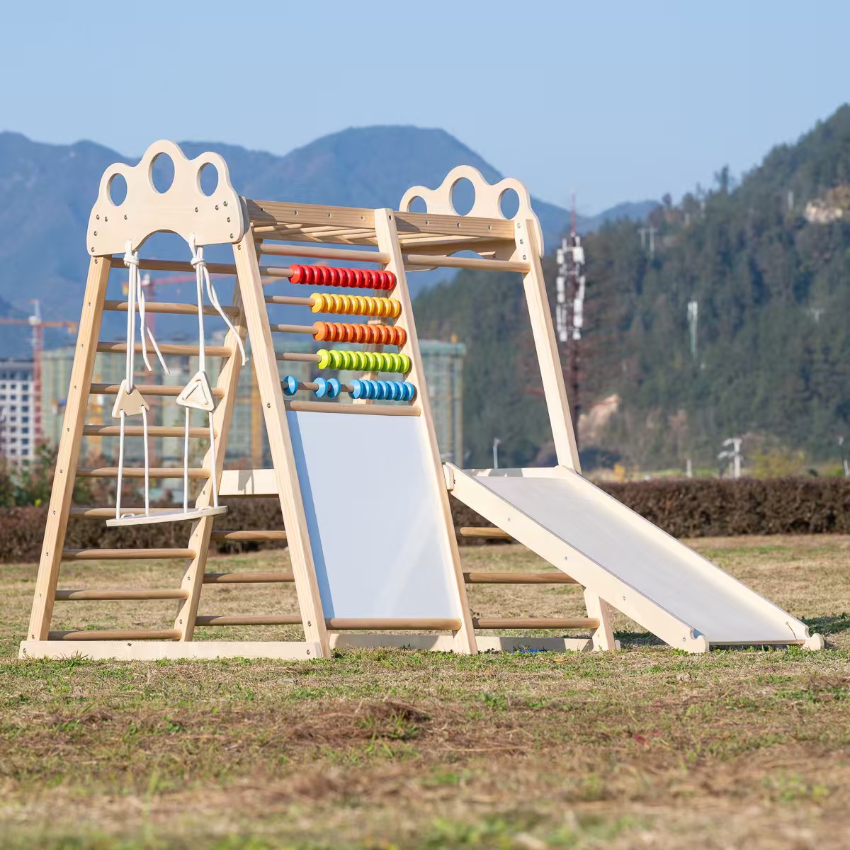大型木製クライミングフレーム、屋内外兼用、子供・幼児向け、幼 - Kids Outdoor Climbing Frame のレビューと価格