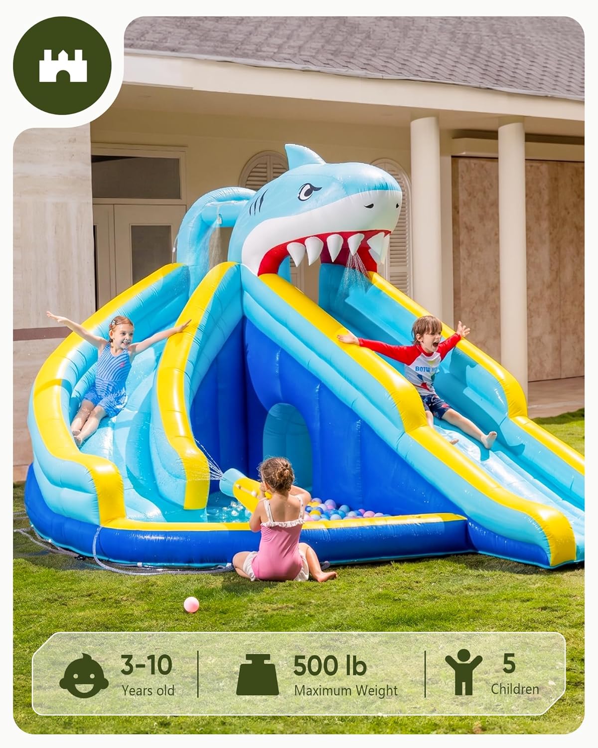 子供用インフレータブルウォータースライドバウンスハウス（3～ - Kids Outdoor Inflatable Water Slide のレビューと価格