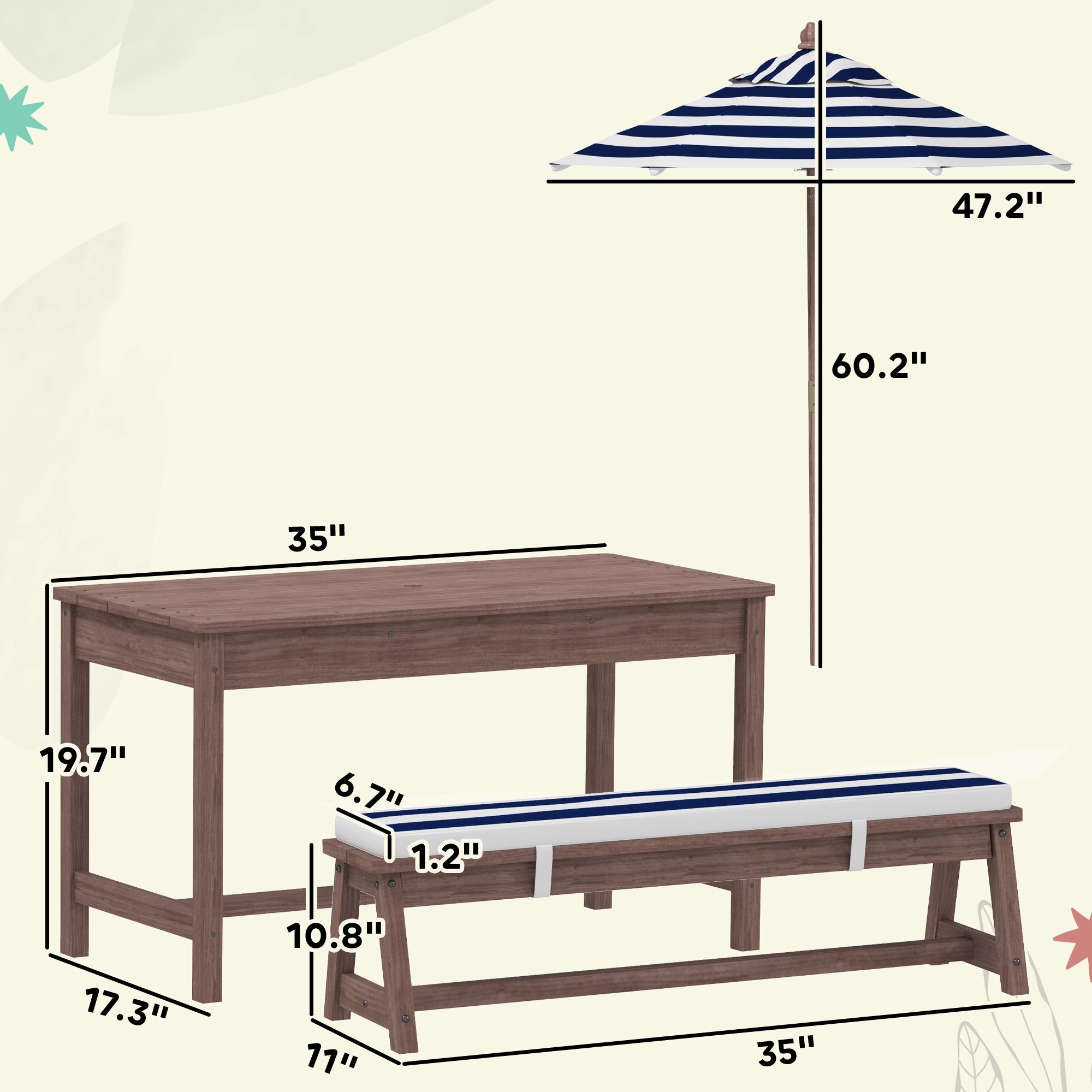 屋外用木製子供用ピクニックテーブル＆ベンチセット（クッション - Kids Outdoor Picnic Table のレビューと価格