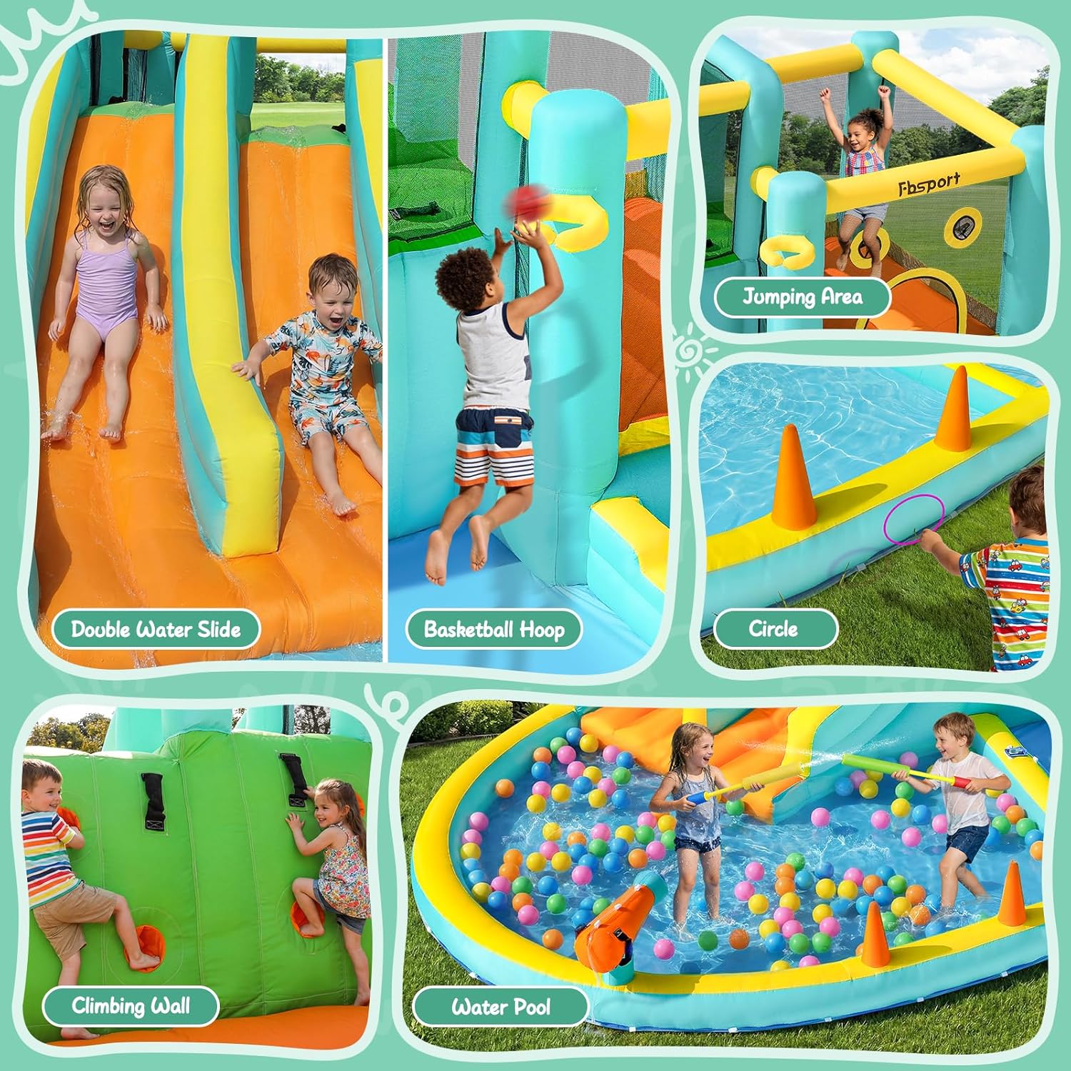 ダブルスライド式インフレータブルウォーターパーク、スプラッシ - Kids Outdoor Inflatable Water Slide のレビューと価格