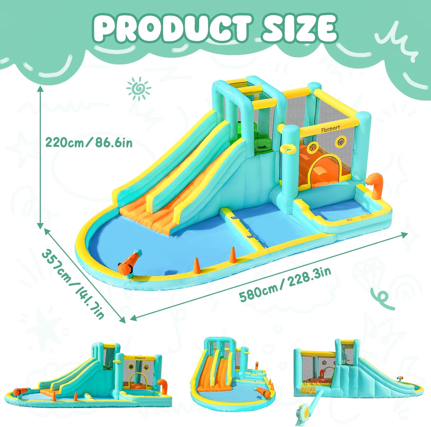 ダブルスライド式インフレータブルウォーターパーク、スプラッシ - Kids Outdoor Inflatable Water Slide のレビューと価格
