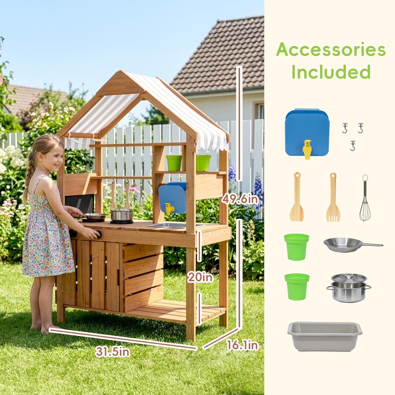 # 泥だらけキッチン屋外プレイセットキャノピー黒板ガーデンツ - Kids Outdoor Mud Kitchen のレビューと価格