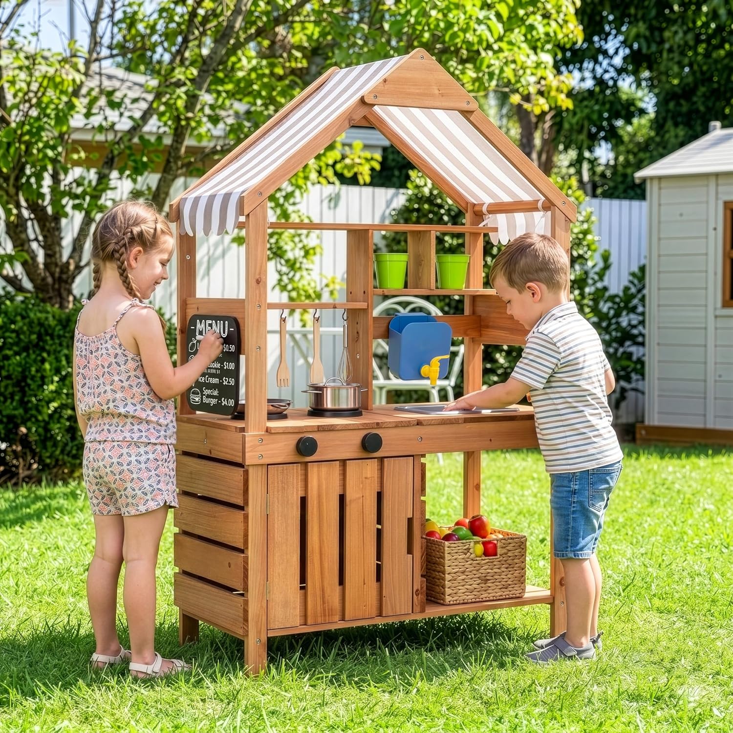 # 泥だらけキッチン屋外プレイセットキャノピー黒板ガーデンツ - Kids Outdoor Mud Kitchen のレビューと価格