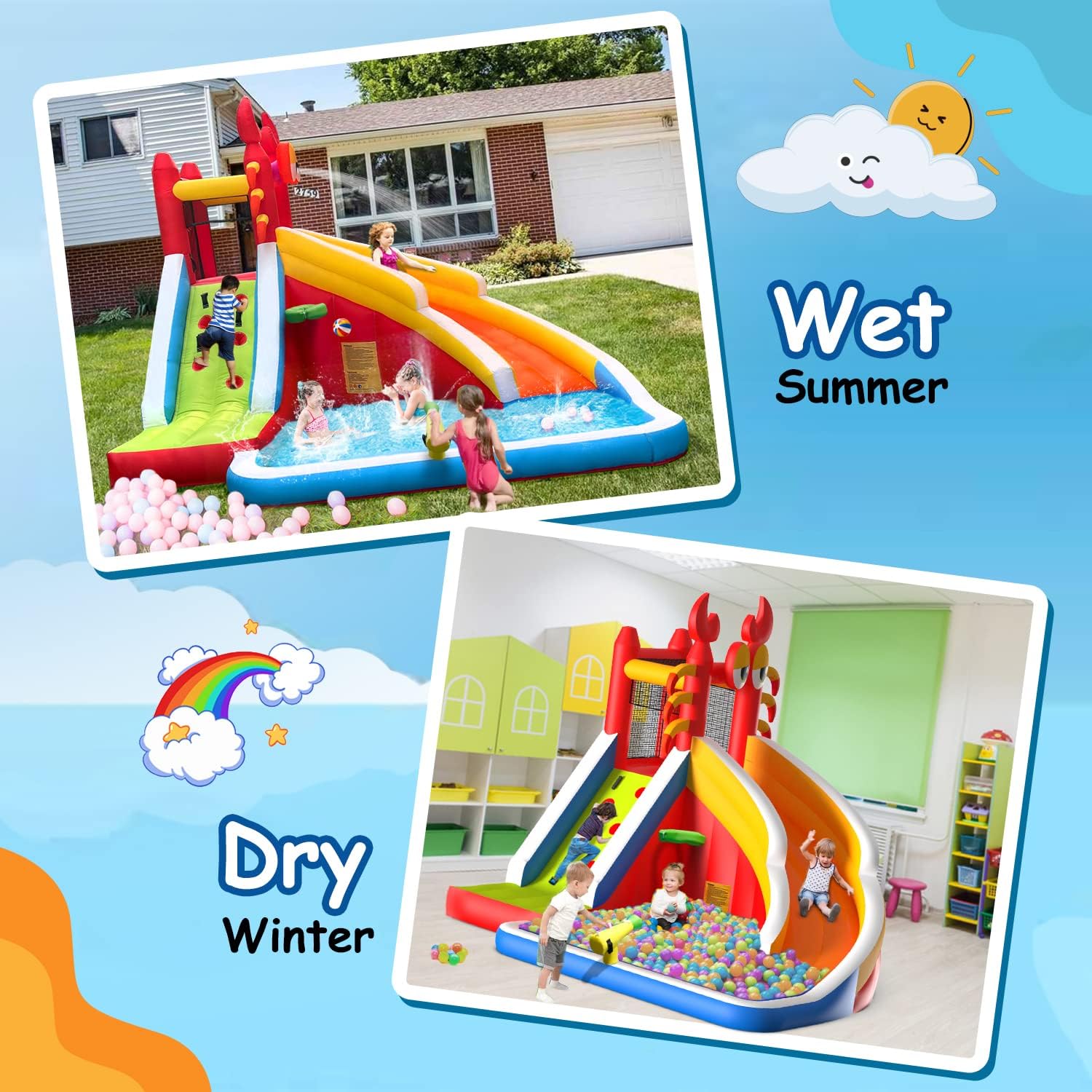 子供用大型インフレータブルバウンスハウス（ウォータースライダ - Kids Outdoor Inflatable Water Slide のレビューと価格