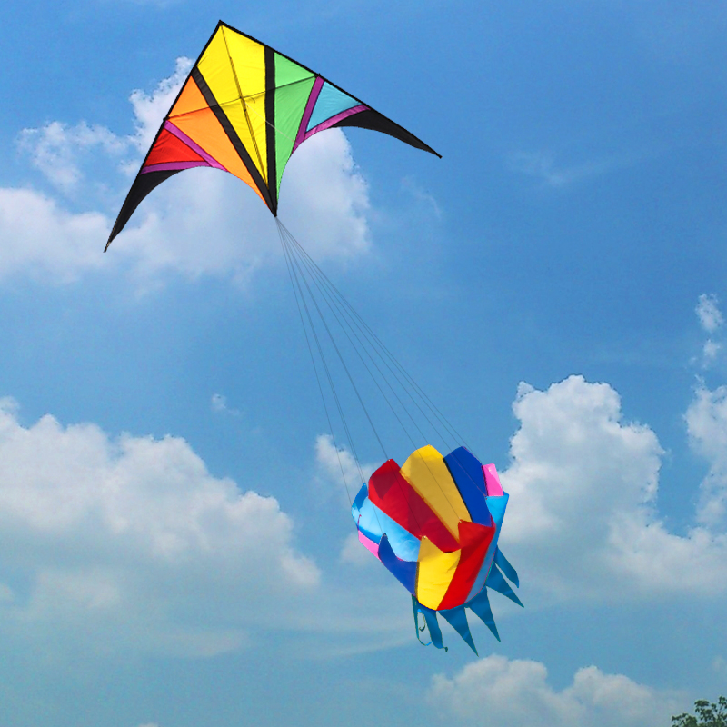 大きな虹色の凧、ナイロン製のウィンドソック、子供用のおもちゃ - Kite Easy Fly Kids のレビューと価格