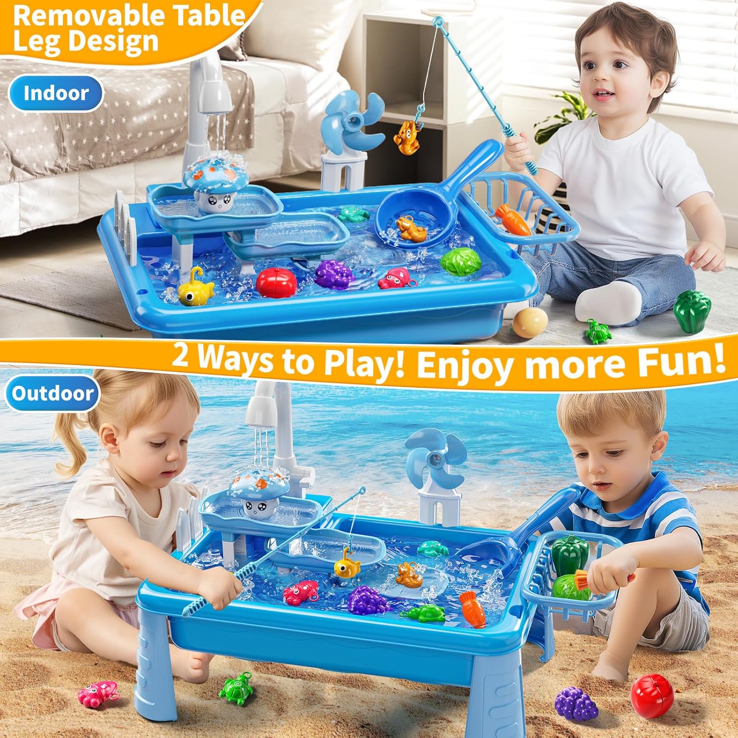 子供用ウォーターテーブル遊び場シンクおもちゃ、流水付き屋外キ - Kids Outdoor Picnic Table のレビューと価格