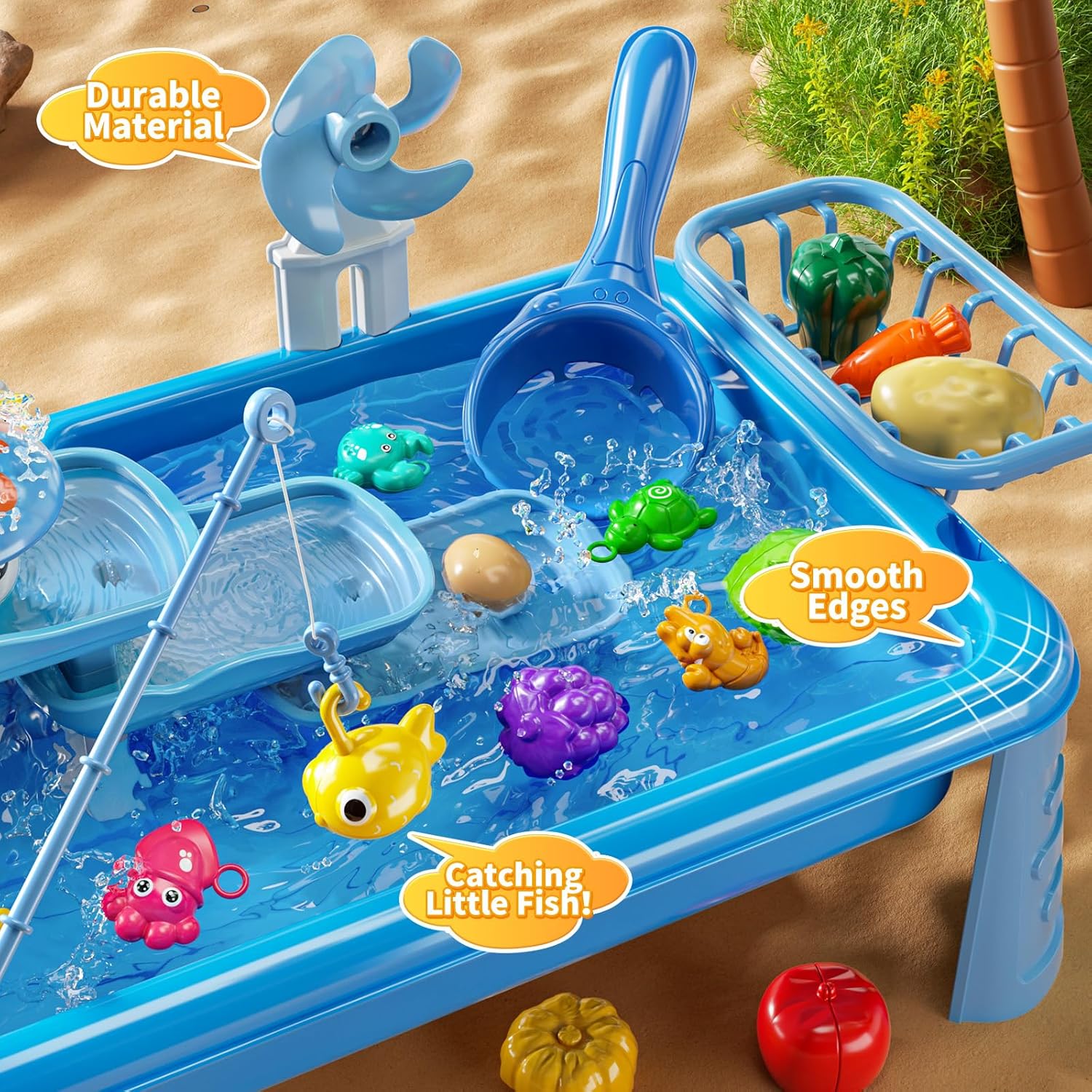 子供用ウォーターテーブル遊び場シンクおもちゃ、流水付き屋外キ - Kids Outdoor Picnic Table のレビューと価格