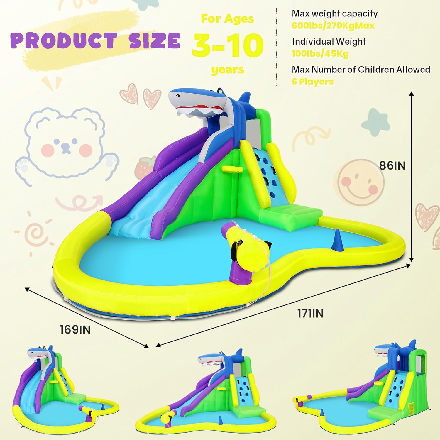 13x14フィートのインフレータブルバウンスハウス（ウォータ - Kids Outdoor Inflatable Water Slide のレビューと価格