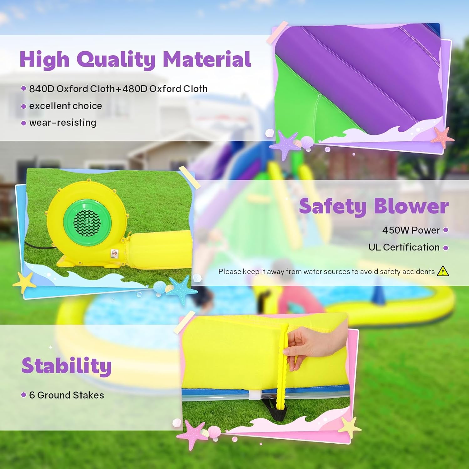 13x14フィートのインフレータブルバウンスハウス（ウォータ - Kids Outdoor Inflatable Water Slide のレビューと価格
