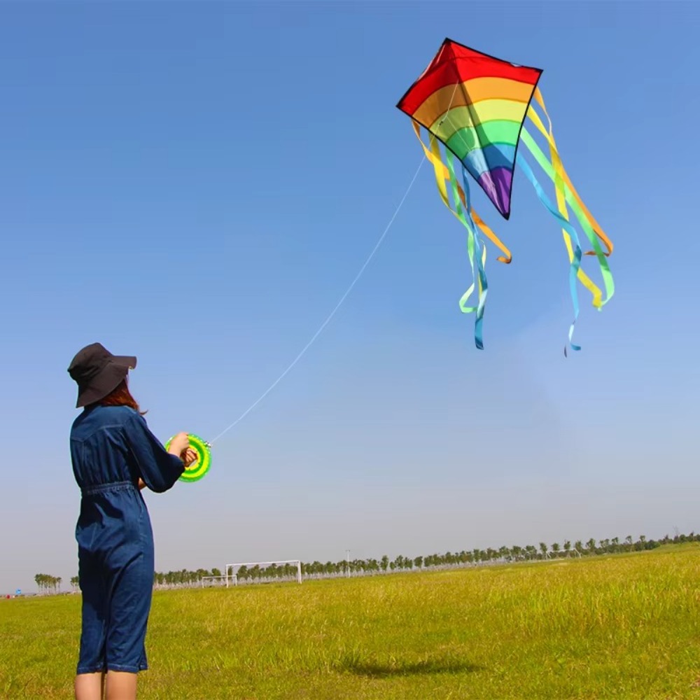 簡単に飛ばせるカラフルなレインボー凧 複数の尾付き 飛行性の - Kite Easy Fly Kids のレビューと価格