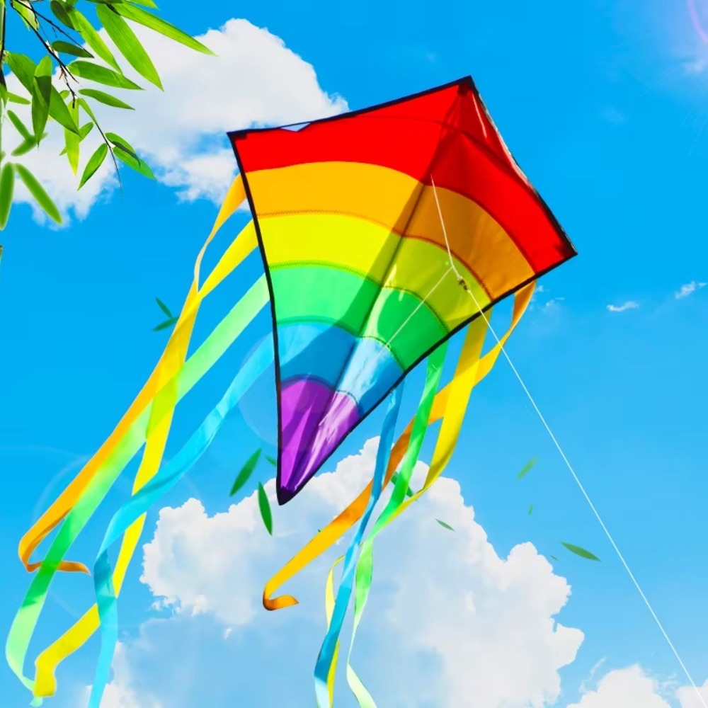 簡単に飛ばせるカラフルなレインボー凧 複数の尾付き 飛行性の - Kite Easy Fly Kids のレビューと価格