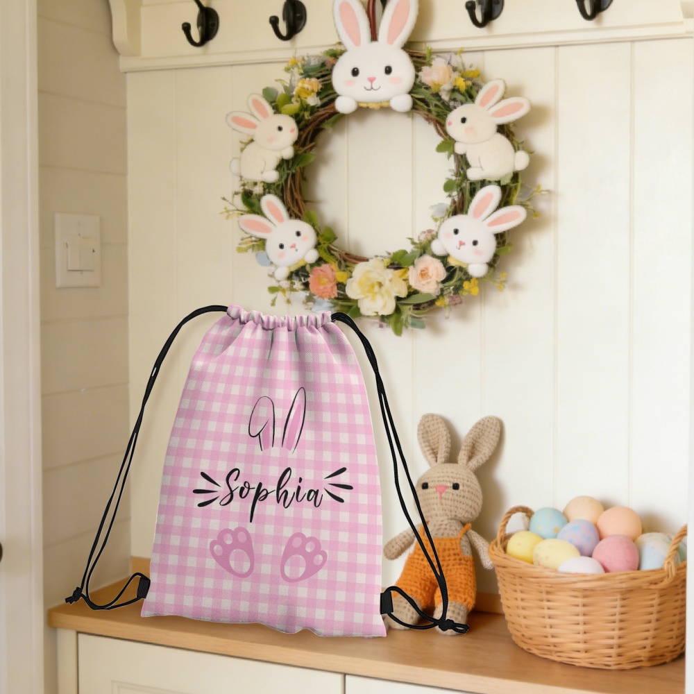 パーソナライズされたイースターバニー巾着バックパック、カスタ - Kids Outdoor Easter Gifts のレビューと価格