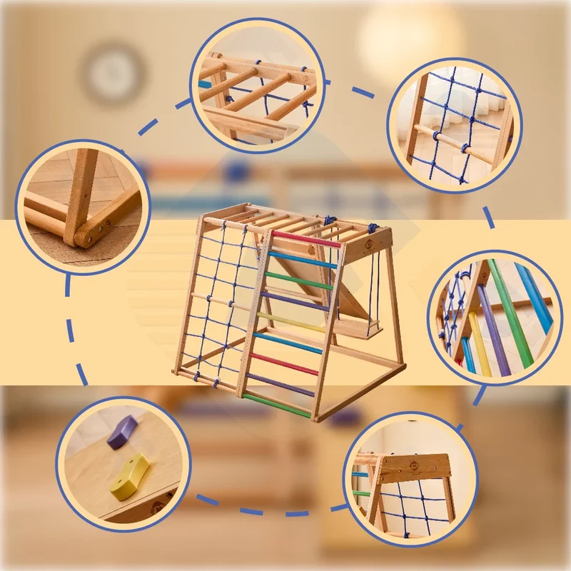 木製クライミングフレーム屋内遊具 室内キッズアクティビティ  - Kids Outdoor Climbing Frame のレビューと価格