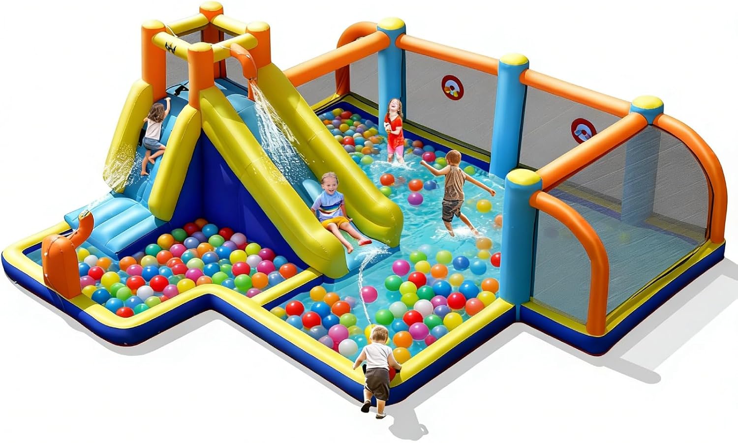 インフレータブルウォータースライド、デュアルキャノン付きウォ - Kids Outdoor Inflatable Water Slide のレビューと価格