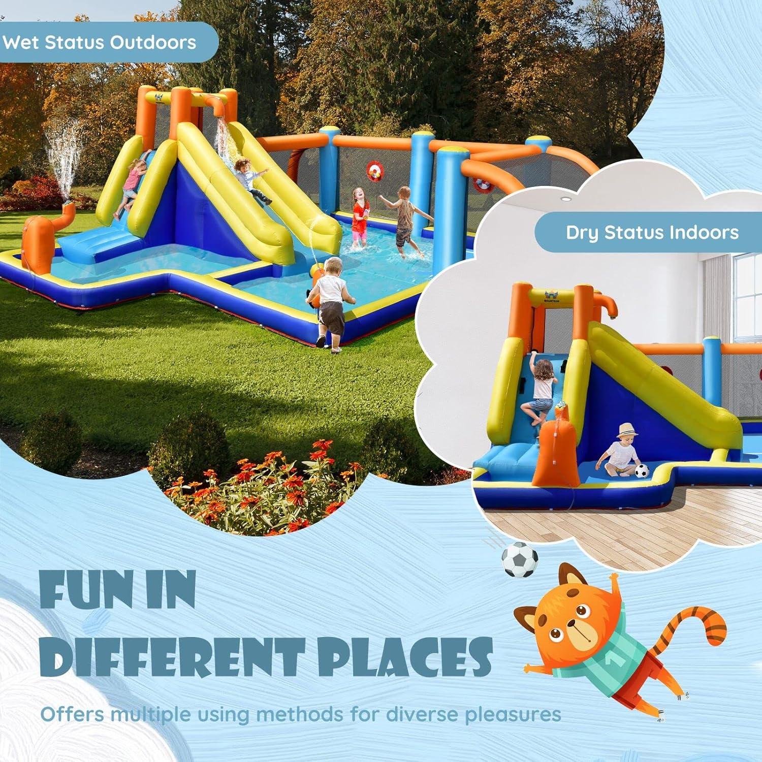 インフレータブルウォータースライド、デュアルキャノン付きウォ - Kids Outdoor Inflatable Water Slide のレビューと価格