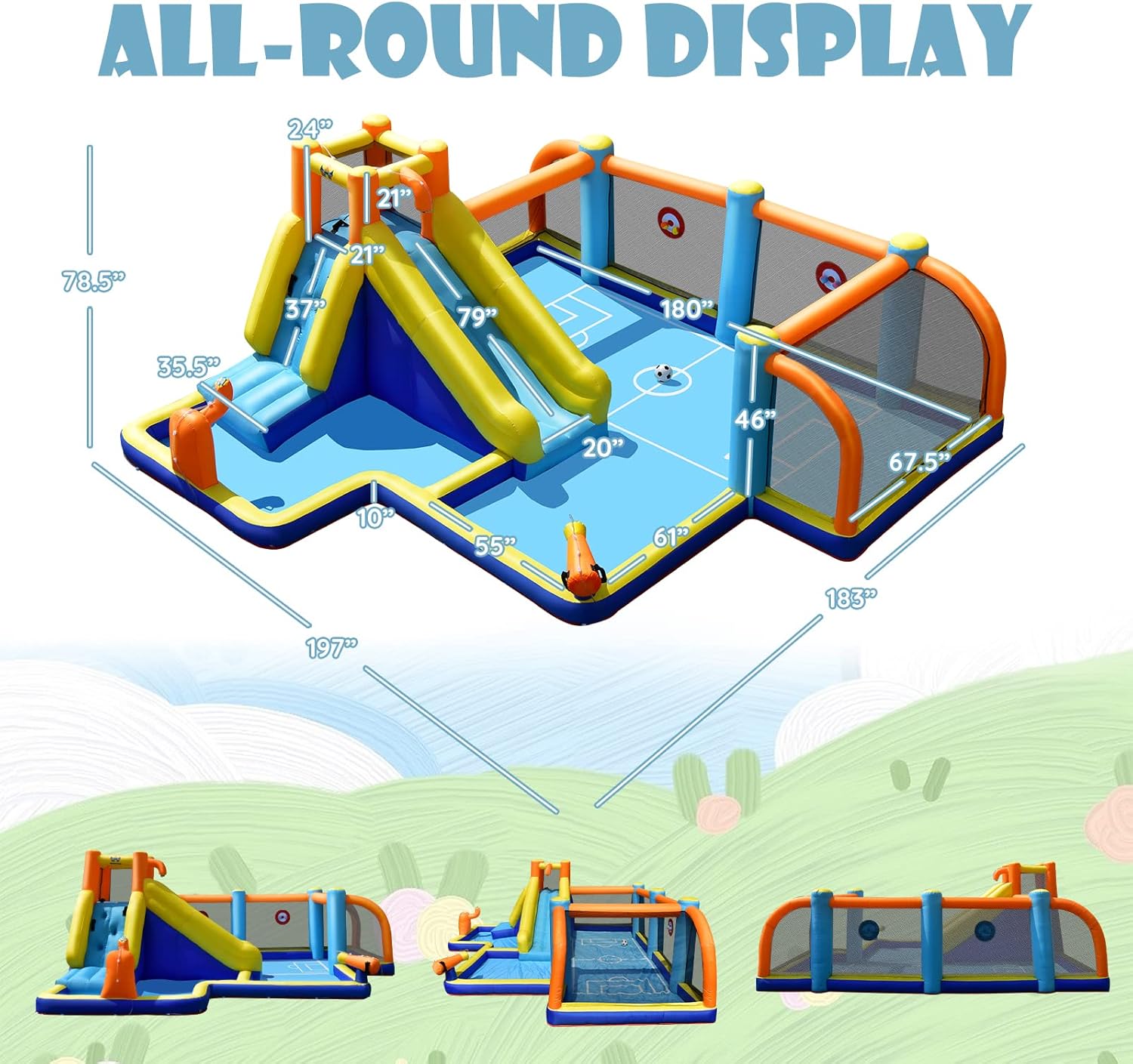インフレータブルウォータースライド、デュアルキャノン付きウォ - Kids Outdoor Inflatable Water Slide のレビューと価格