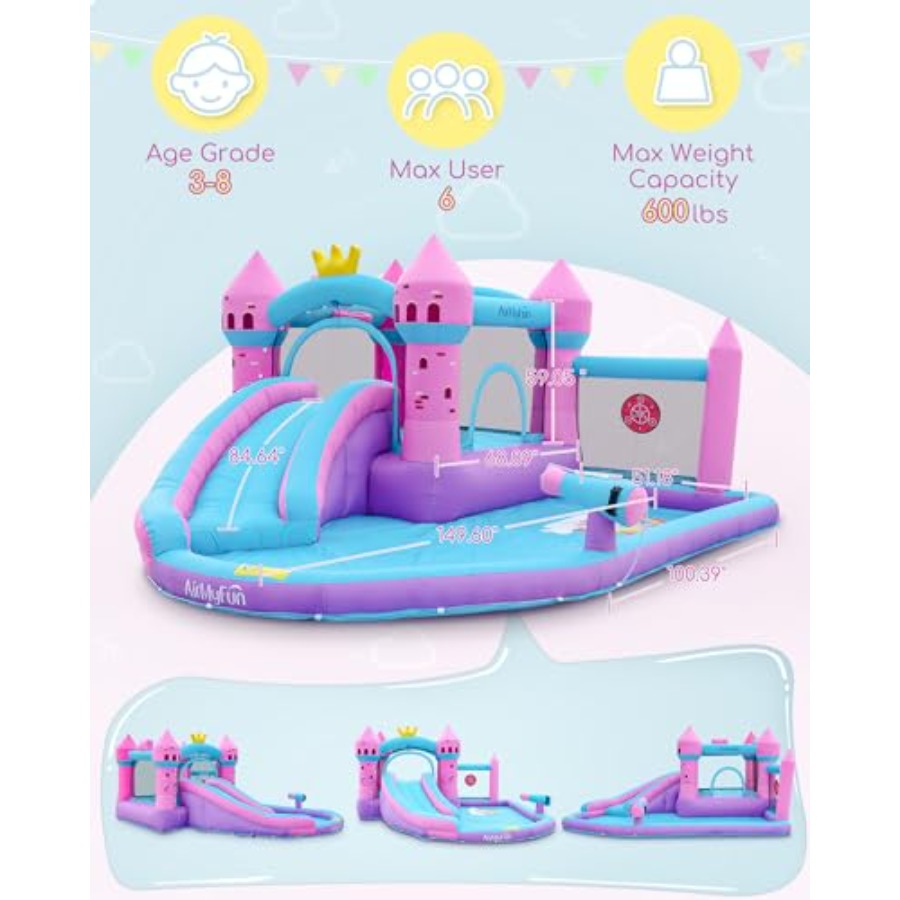 裏庭用インフレータブルウォータースライド付きバウンスハウス（ - Kids Outdoor Inflatable Water Slide のレビューと価格